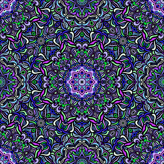 Purple - Green - Blue Mandala Fabric 2009.1
