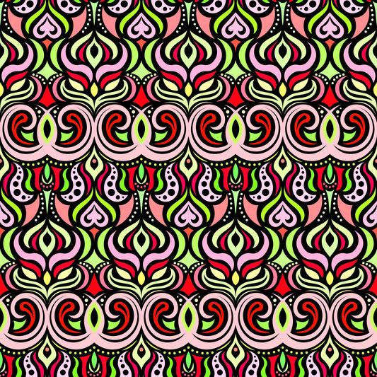 Red - Green Abstract Doodle Fabric 1009.7