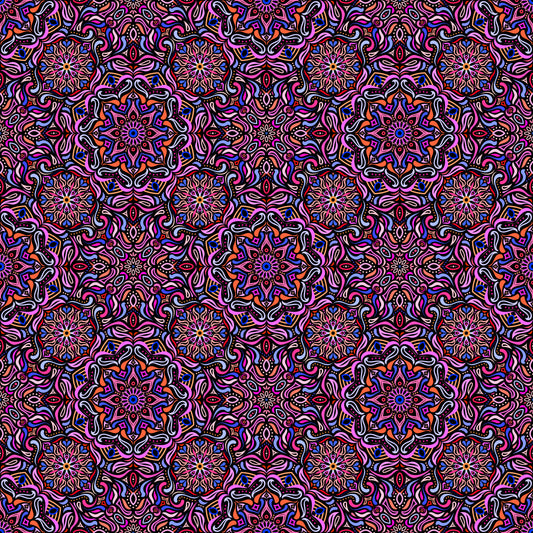Pink - Orange - Blue Mandala Fabric 2009.4