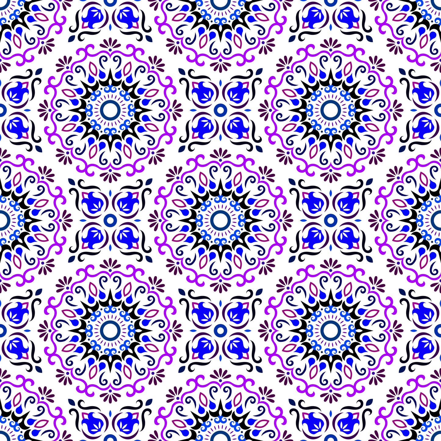 Purple - Blue Mandala Fabric - 174i