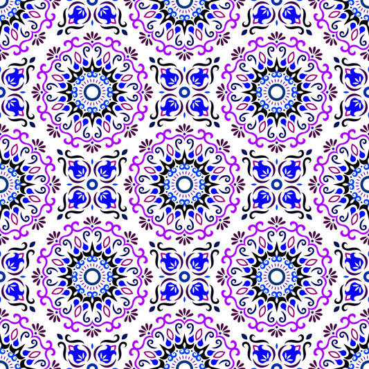 Purple - Blue Mandala Fabric - 174i