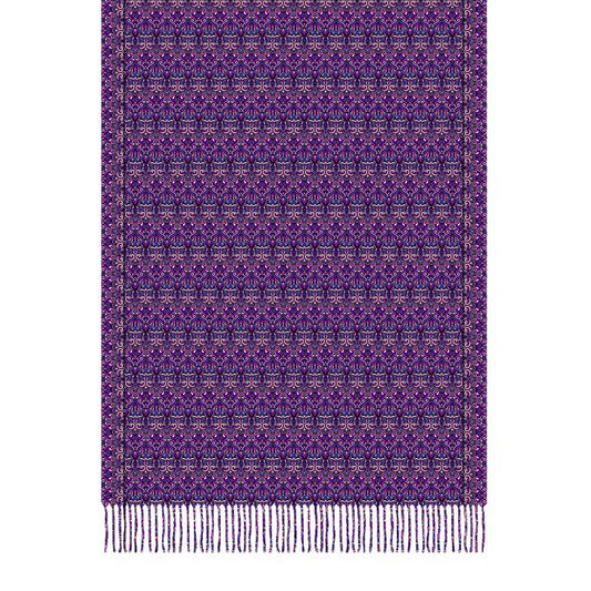 Purple - Pink - Blue Abstract Doodle Scarf with Tassels