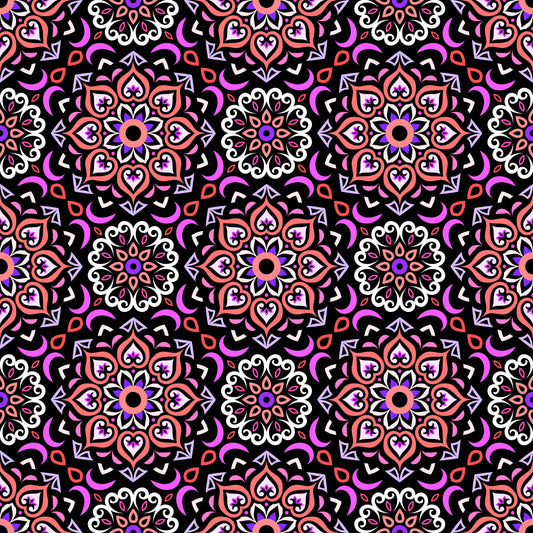 Red - Purple Mandala Fabric - 213
