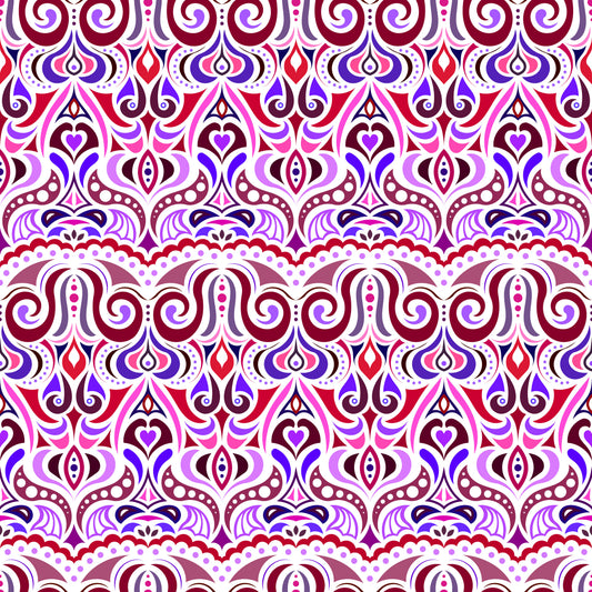 Red - Purple - Pink Abstract Doodle Fabric 1010.2i