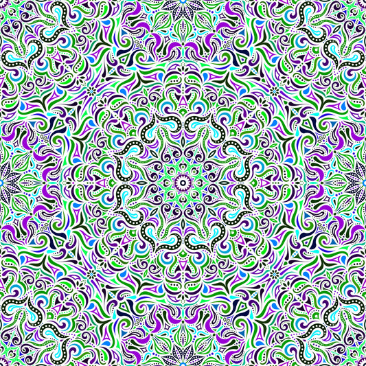 Green - Purple - Blue Mandala Fabric 2006.3i