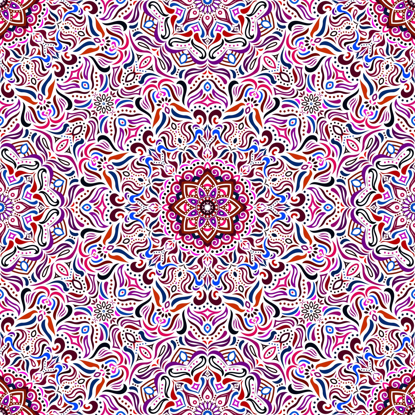Purple - Red - Blue Mandala Fabric 2009.1i