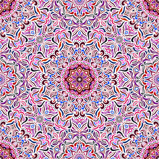Purple - Red - Blue Mandala Fabric 2009.1i