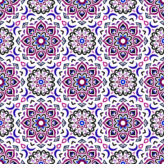 Blue - Purple Mandala Fabric - 213i