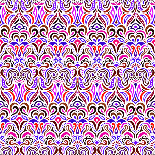 Blue - Pink - Red Abstract Doodle Fabric 1008.3i