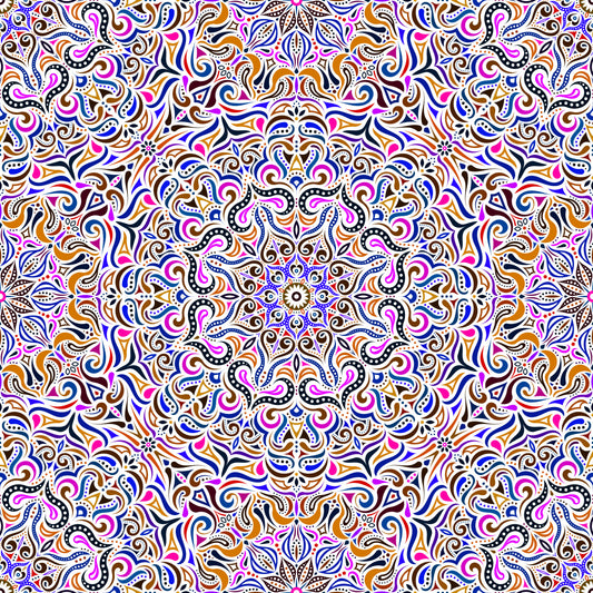 Pink - Brown - Blue Mandala Fabric 2006.3i