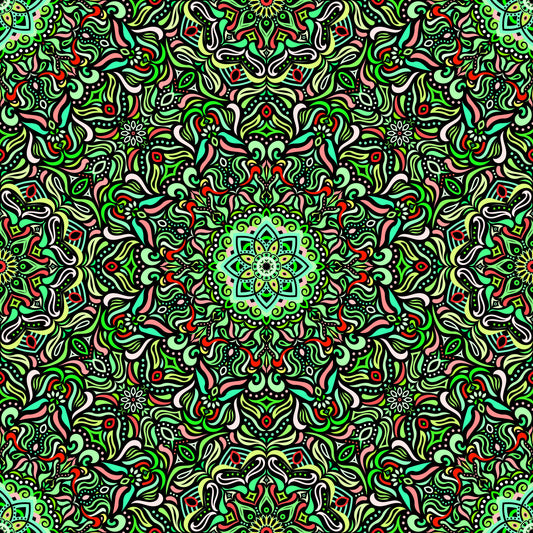 Green - Red Mandala Fabric 2009.1