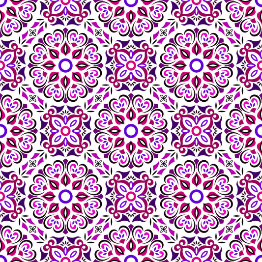 Pink - Purple Mandala Fabric - 206i