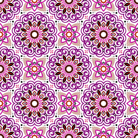 Purple - Red Mandala Fabric - 149i