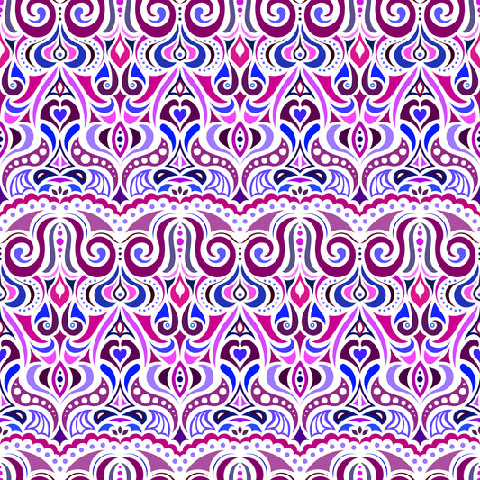 Pink - Blue - Purple Abstract Doodle Fabric 1010.2i