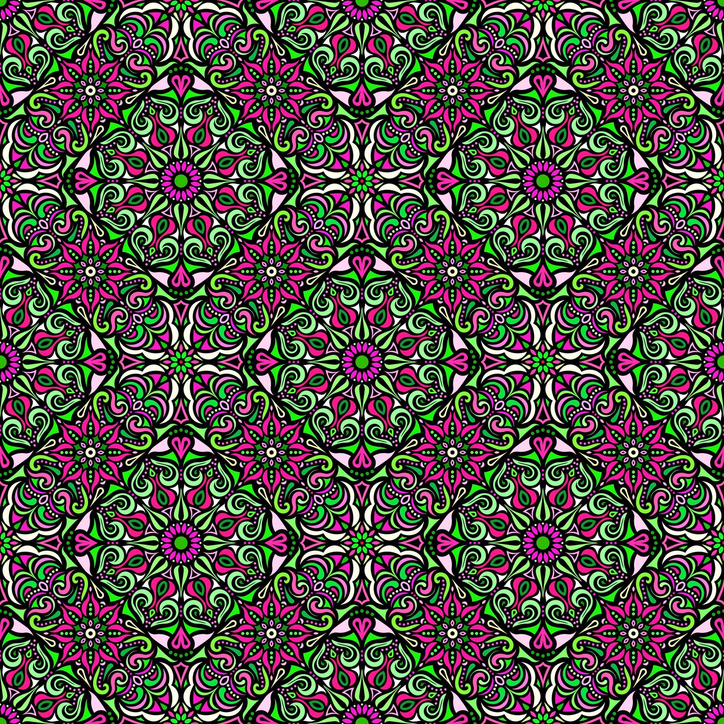 Green - Red Mandala Fabric 2007.2