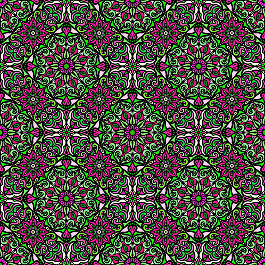 Green - Red Mandala Fabric 2007.2