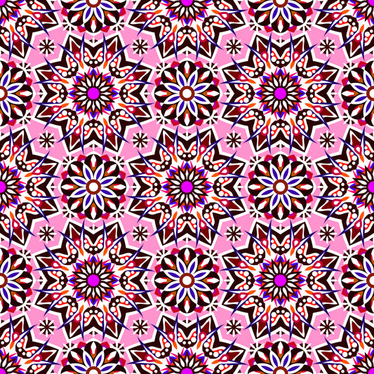 Pink - Orange - Purple Mandala Fabric - 122i