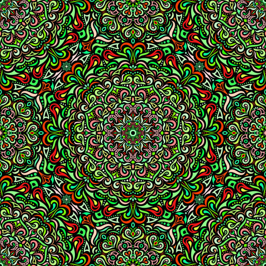 Green - Red Mandala Fabric 2005