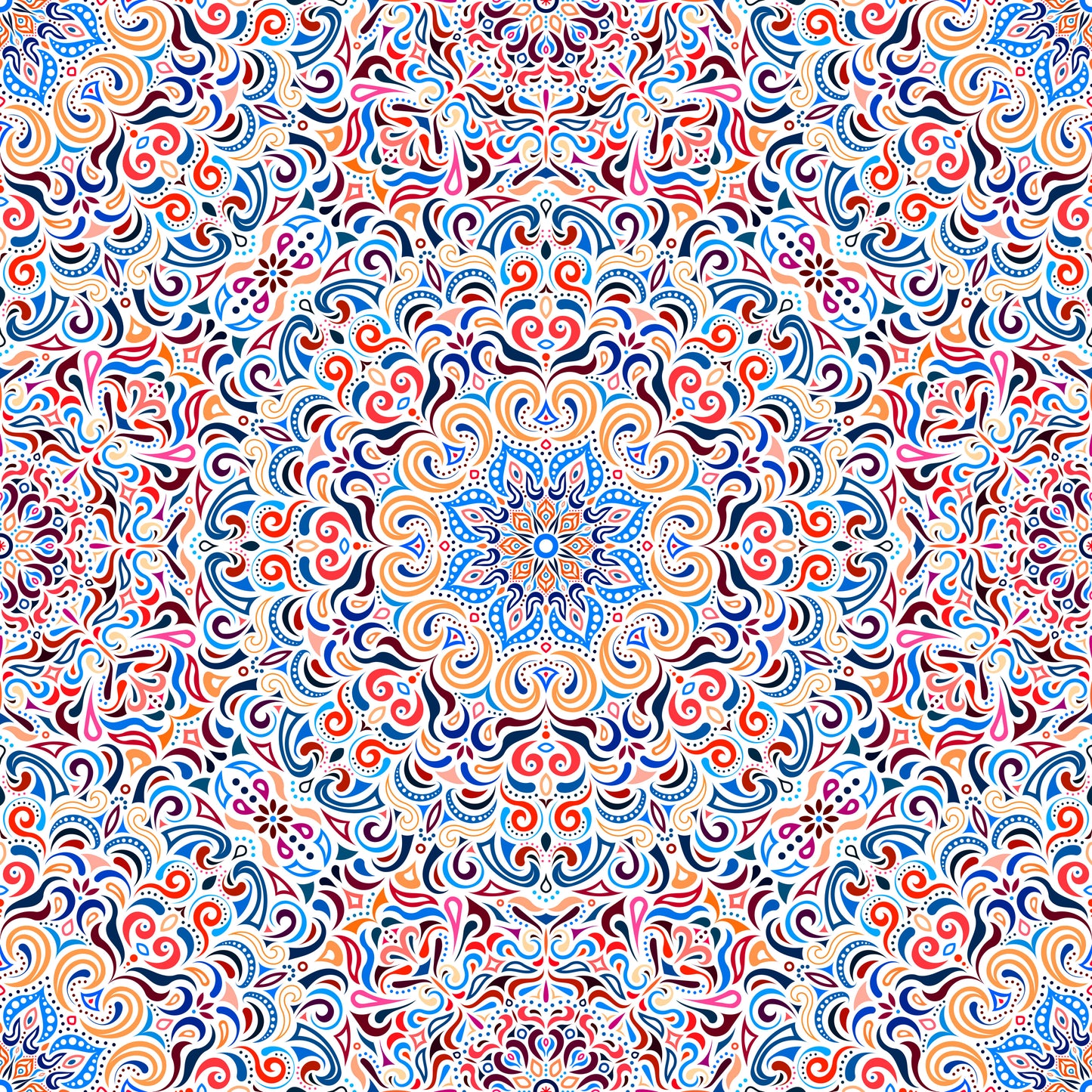 Orange - Red - Blue Mandala Fabric 2007.1i