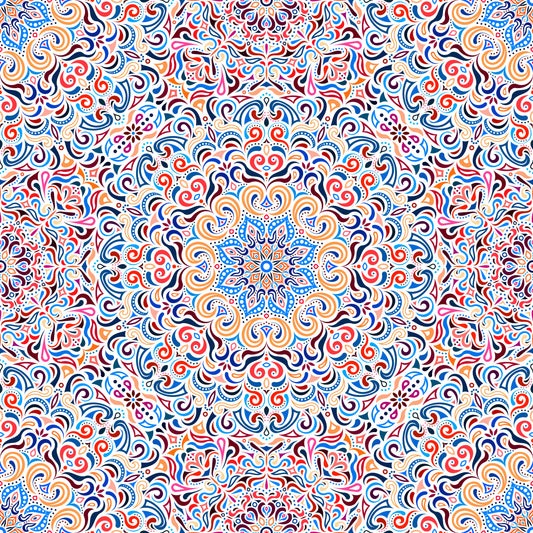 Orange - Red - Blue Mandala Fabric 2007.1i
