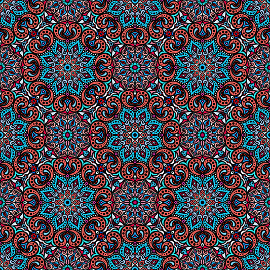 Red - Blue Mandala Fabric 2007.3