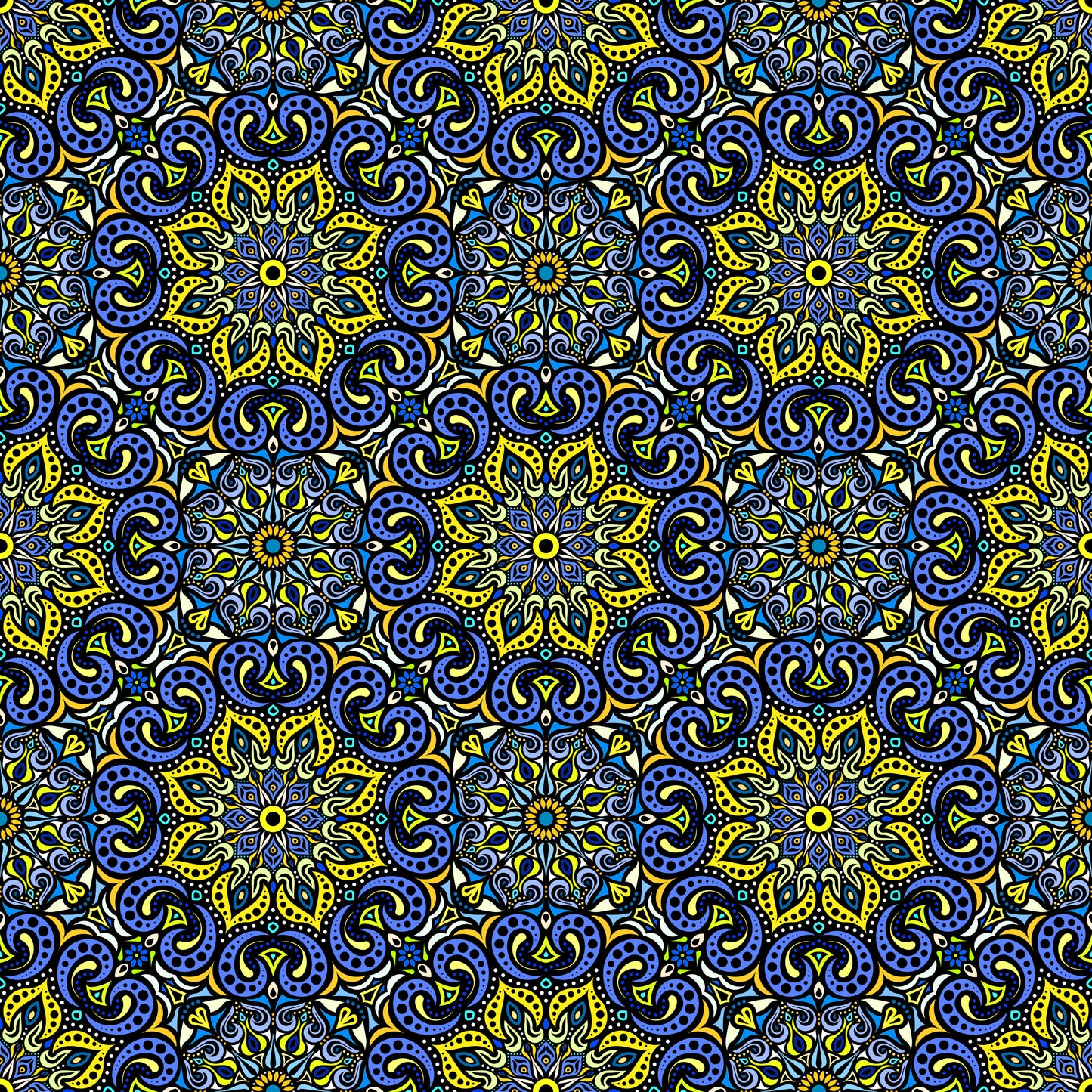 Yellow - Blue Mandala Fabric 2007.3