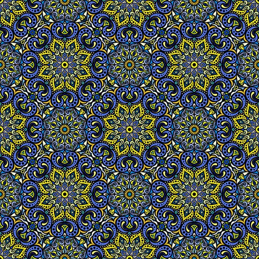 Yellow - Blue Mandala Fabric 2007.3