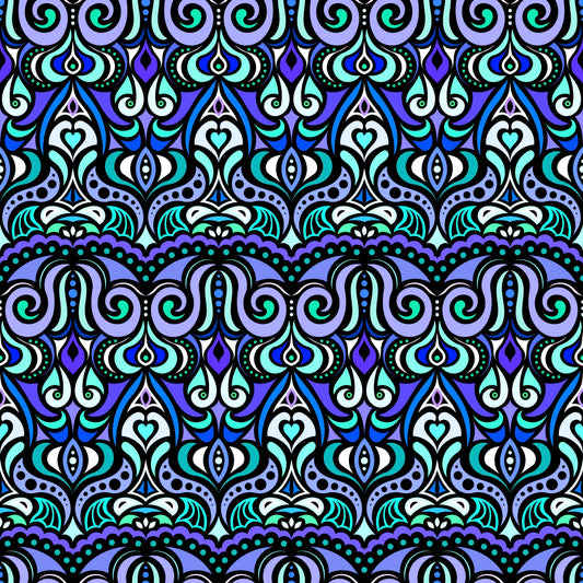 Turquoise - Blue Abstract Doodle Fabric 1010.2