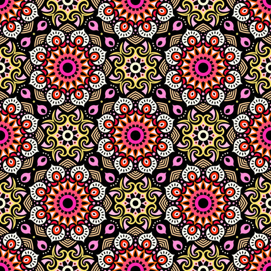 Red - Yellow - Orange Mandala Fabric - 193