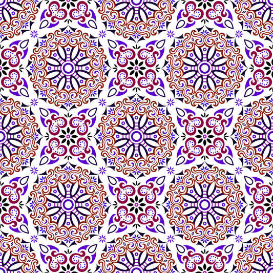 Purple - Brown Mandala Fabric - 166i