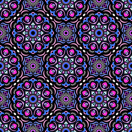 Pink - Blue - Purple Mandala Fabric - 209