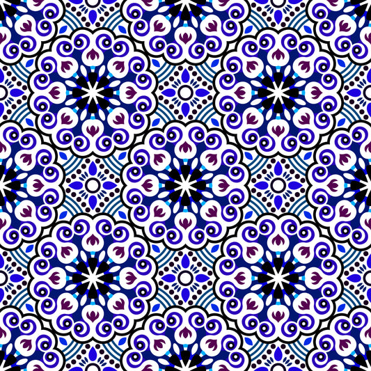 Blue - Purple Mandala Fabric - 132i
