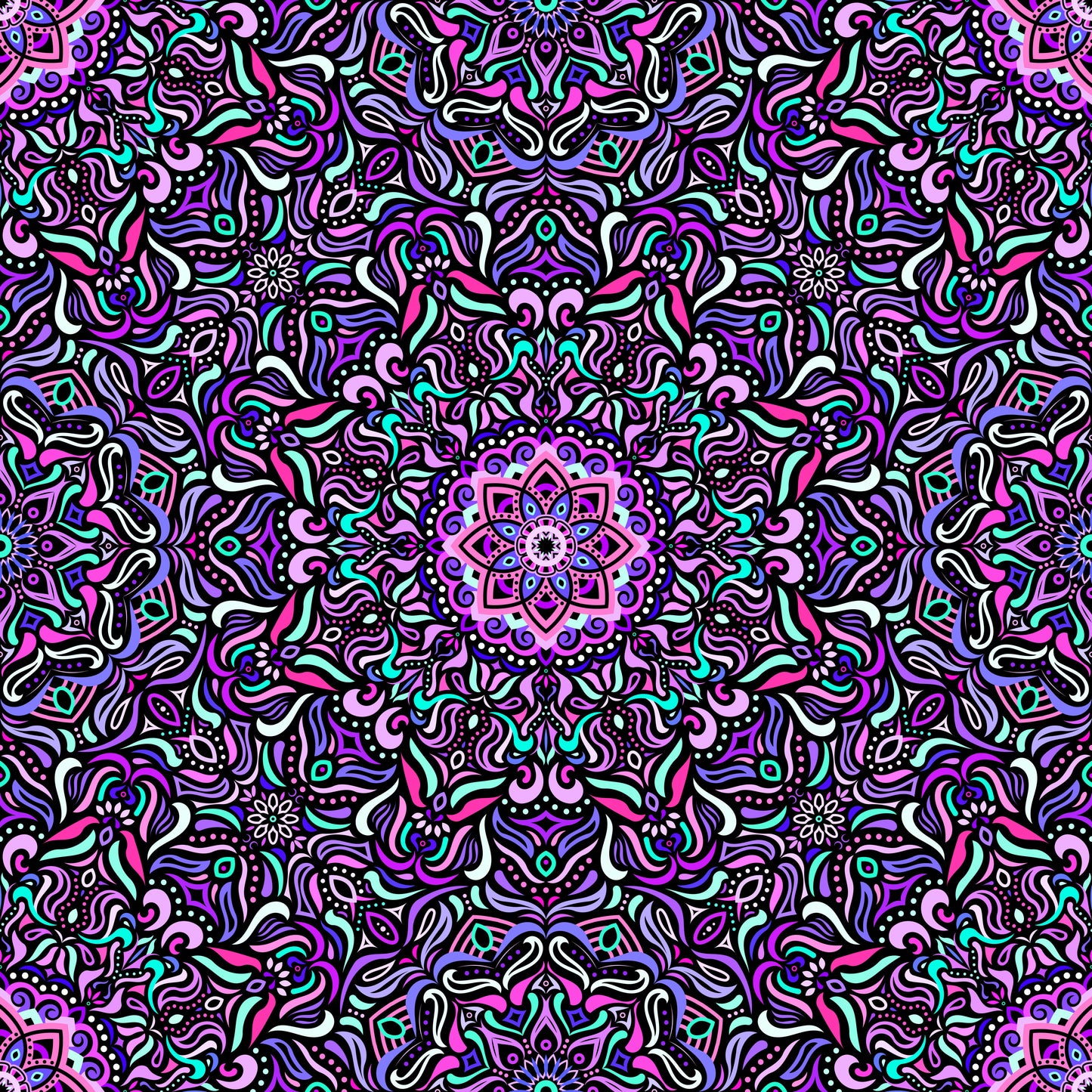 Purple - Turquoise - Pink Mandala Fabric 2009.1