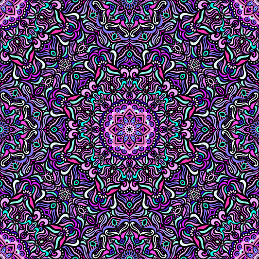 Purple - Turquoise - Pink Mandala Fabric 2009.1