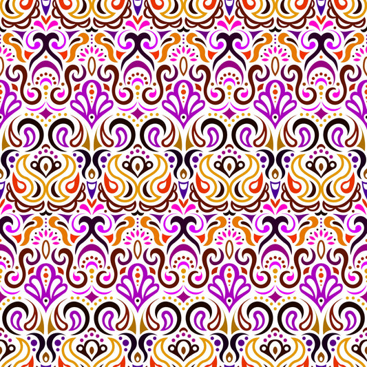 Yellow - Purple - Orange Abstract Doodle Fabric 1002i