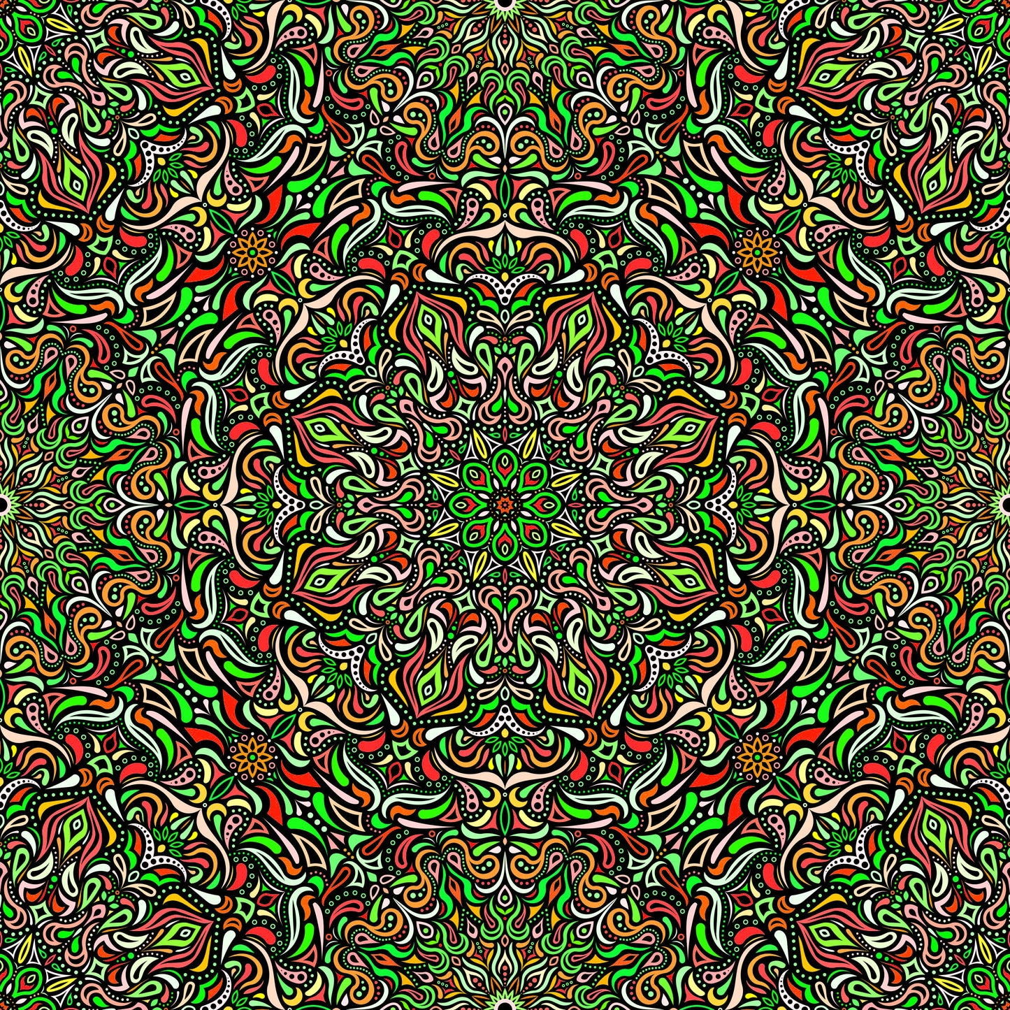 Red - Yellow - Green Mandala Fabric 2008.1