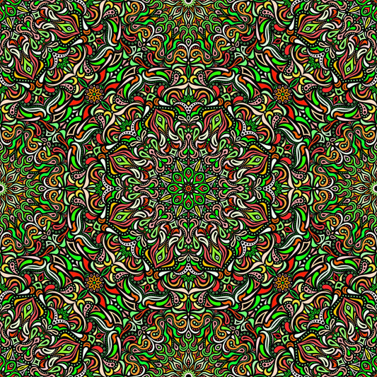 Red - Yellow - Green Mandala Fabric 2008.1