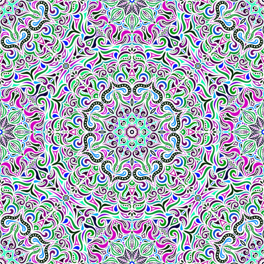Green - Purple - Blue Mandala Fabric 2006.3i
