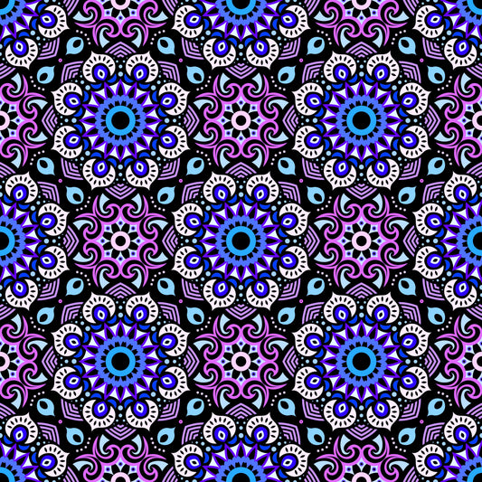Purple - Blue Mandala Fabric - 193