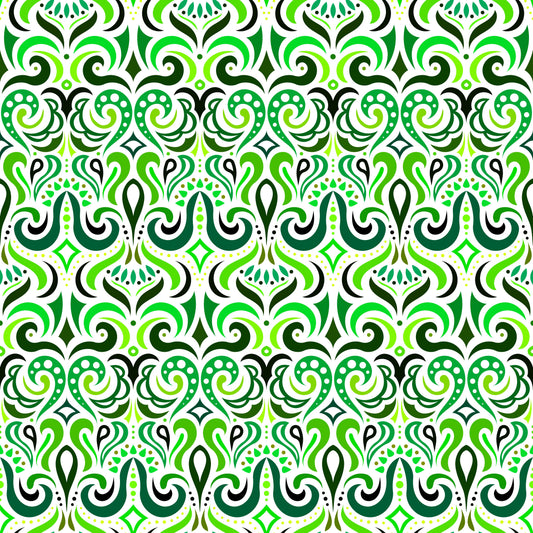 Green Abstract Doodle Fabric 1001i