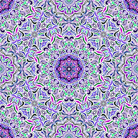 Purple - Green - Blue Mandala Fabric 2009.1i