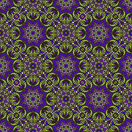 Yellow - Green - Purple Mandala Fabric 2007.3