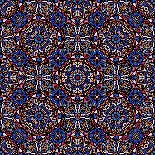 Red - Blue Mandala Fabric 2007.2