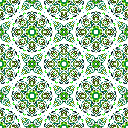 Green - Turquoise Mandala Fabric - 183i