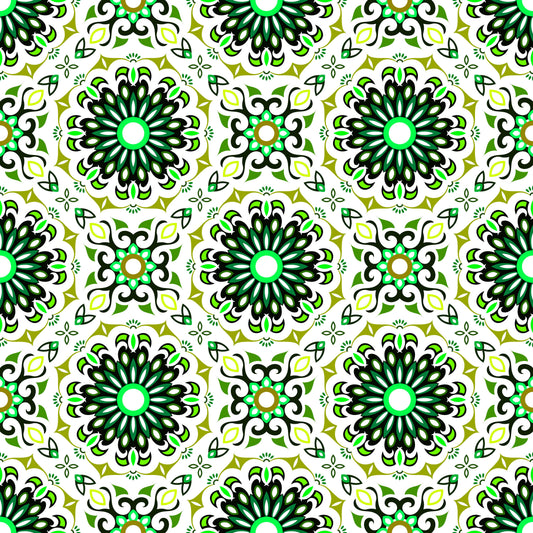Green Mandala Fabric - 198i