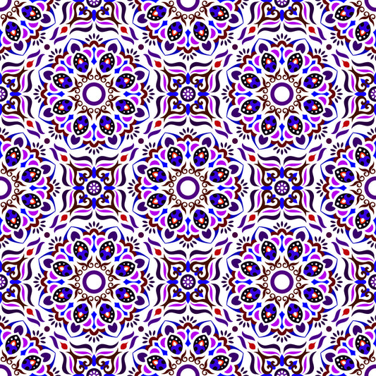 Purple - Blue - Red Mandala Fabric - 186i