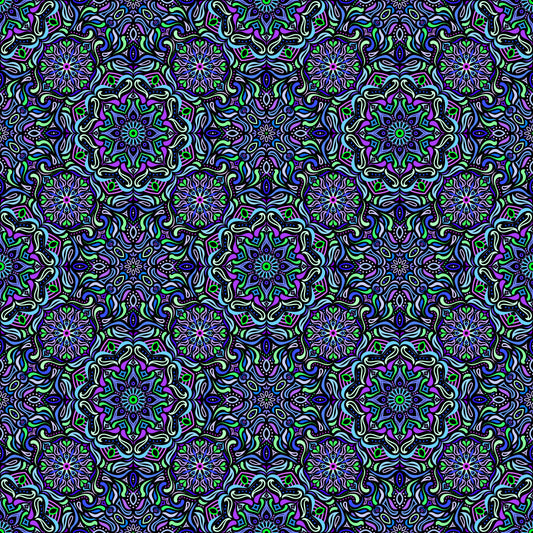 Blue - Purple - Green Mandala Fabric 2009.4