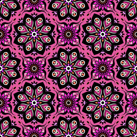 Pink - Orange - Purple Mandala Fabric - 236