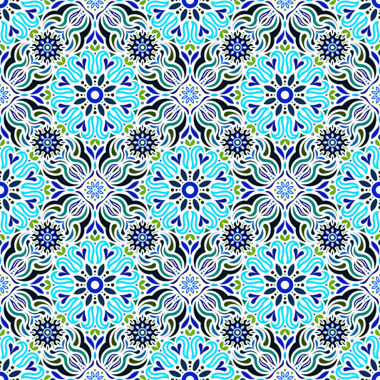 Turquoise - Blue - Green Mandala Fabric 2009.2i