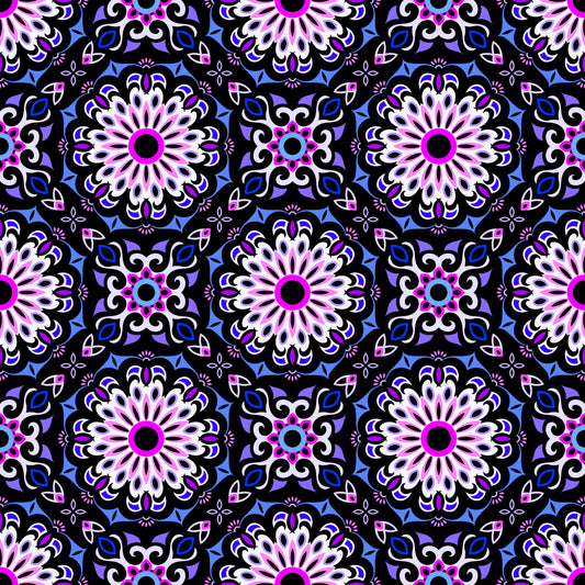 Blue - Pink - Purple Mandala Fabric - 198
